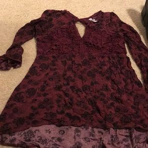 Maroon and black dress top